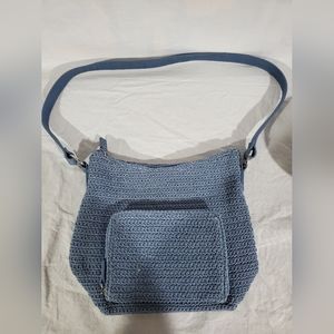 Ladies hand bag light blue in color 8" long x 4" wide x 8" tall